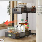 GustoWave Organizzatore Sottolavello da Cucina in Acciaio al Carbonio a 2 Livelli Estraibile, Cestello Sottolavello Regolabile in Altezza, Organizzatore per Mobile da Cucina