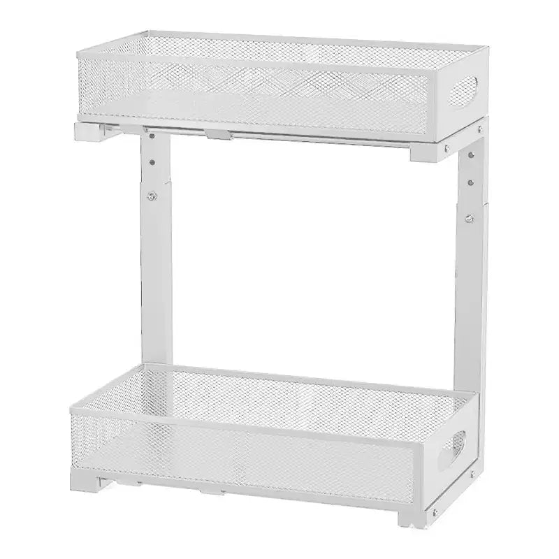 GustoWave Organizzatore Sottolavello da Cucina in Acciaio al Carbonio a 2 Livelli Estraibile, Cestello Sottolavello Regolabile in Altezza, Organizzatore per Mobile da Cucina