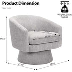 Poltrona Girevole a 360°, Rivestimento in ciniglia Felpata, Base in Legno con Pouf, Regolabile (Beige/Grigio/Verde/Rosa) per Soggiorno e Camera da Letto