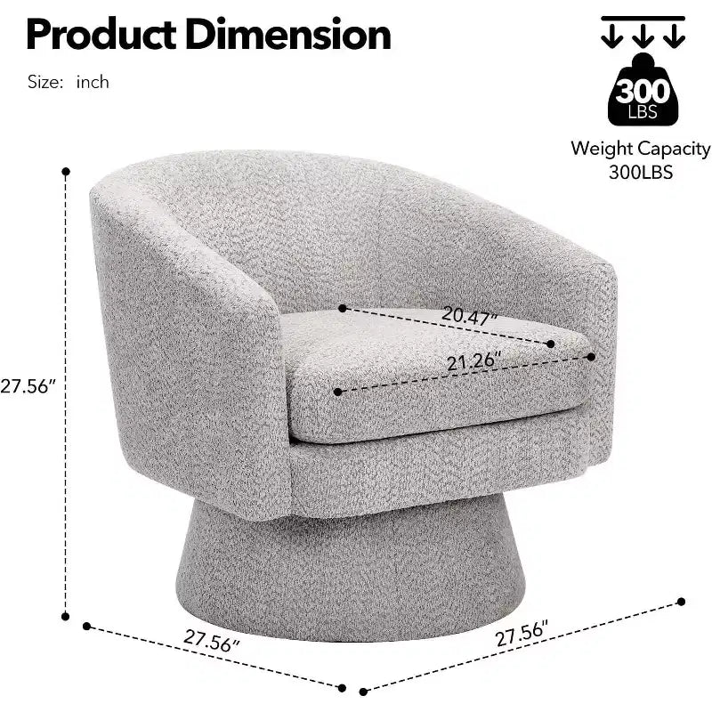 Poltrona Girevole a 360°, Rivestimento in ciniglia Felpata, Base in Legno con Pouf, Regolabile (Beige/Grigio/Verde/Rosa) per Soggiorno e Camera da Letto