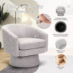 Poltrona Girevole a 360°, Rivestimento in ciniglia Felpata, Base in Legno con Pouf, Regolabile (Beige/Grigio/Verde/Rosa) per Soggiorno e Camera da Letto