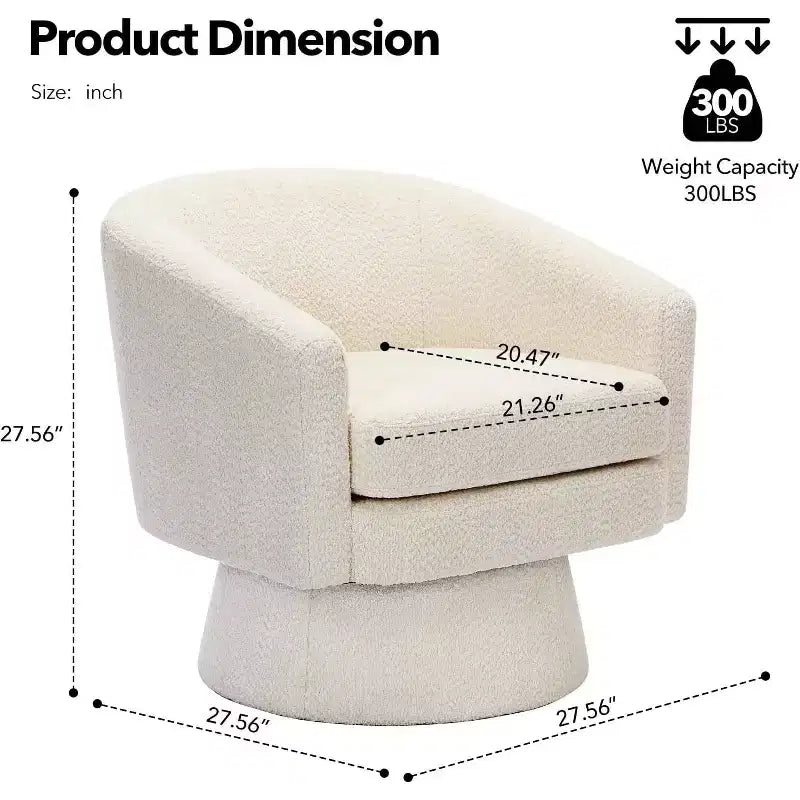 Poltrona Girevole a 360°, Rivestimento in ciniglia Felpata, Base in Legno con Pouf, Regolabile (Beige/Grigio/Verde/Rosa) per Soggiorno e Camera da Letto