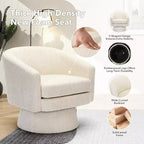 Poltrona Girevole a 360°, Rivestimento in ciniglia Felpata, Base in Legno con Pouf, Regolabile (Beige/Grigio/Verde/Rosa) per Soggiorno e Camera da Letto