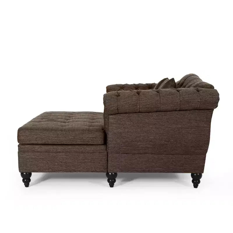 Christopher Knight Home Brynn 62 Divano a doppia chaise longue imbottito capitonné vintage