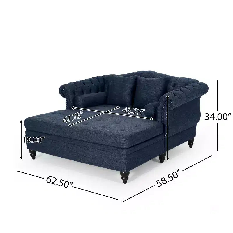 Christopher Knight Home Brynn 62 Divano a doppia chaise longue imbottito capitonné vintage