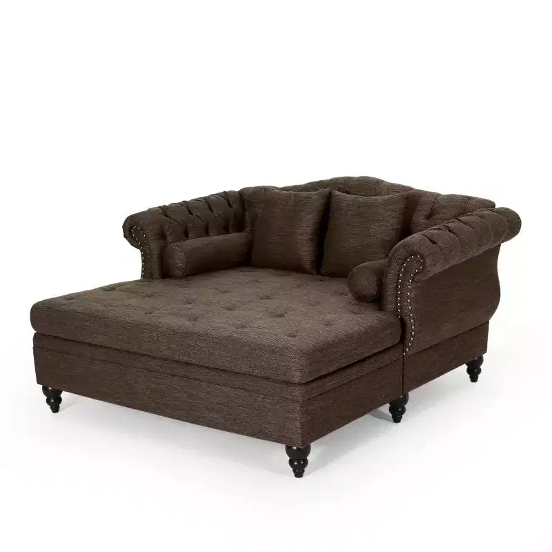 Christopher Knight Home Brynn 62 Divano a doppia chaise longue imbottito capitonné vintage