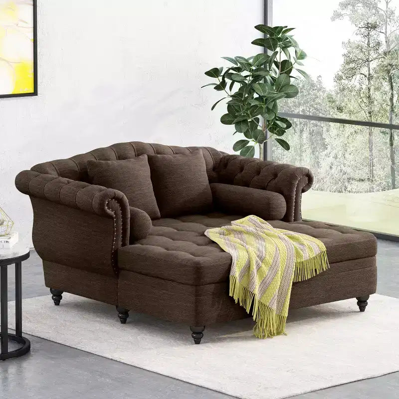 Christopher Knight Home Brynn 62 Divano a doppia chaise longue imbottito capitonné vintage