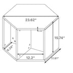 Okak 23.6 Tavolino da caffè esagonale impilabile in legno con vano a giorno, comodino multifunzionale per soggiorno, camera da letto, ufficio