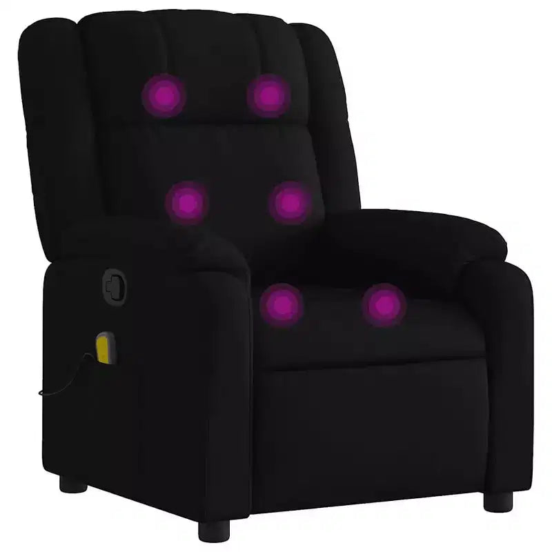 vidaXL Massage Recliner Chair for Living Room, 6-Point Vibration Adjustable, Black Fabric