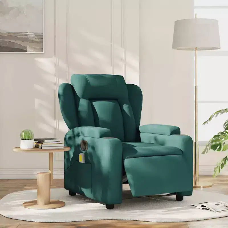 Poltrona Reclinabile Massaggiante Elettrica vidaXL Verde Scuro