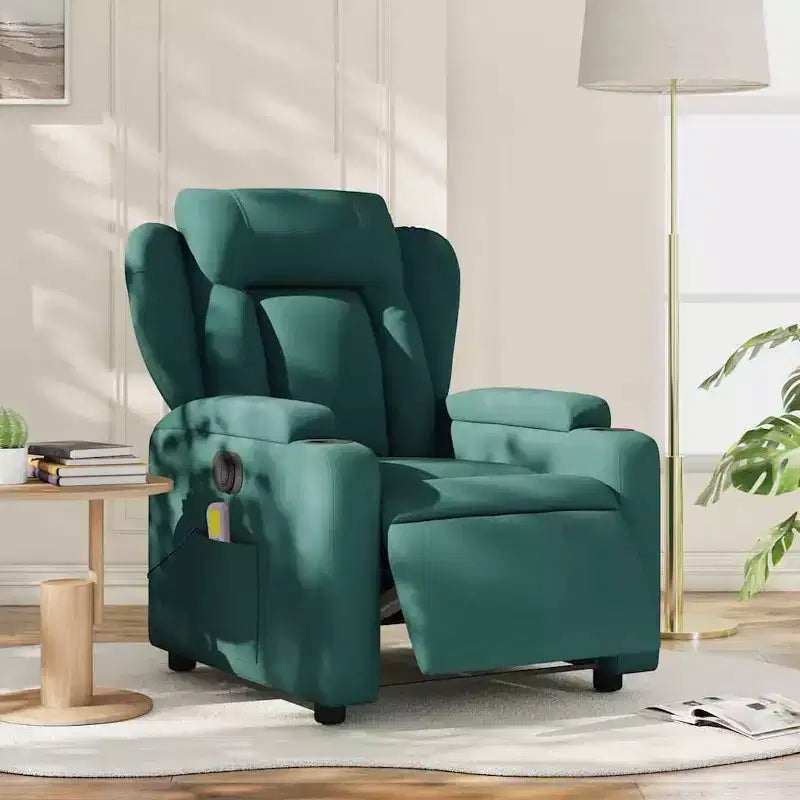 Poltrona Reclinabile Massaggiante Elettrica vidaXL Verde Scuro