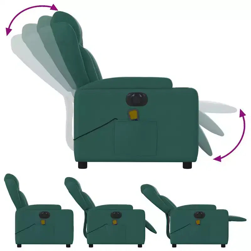 Poltrona Reclinabile Massaggiante Elettrica vidaXL Verde Scuro