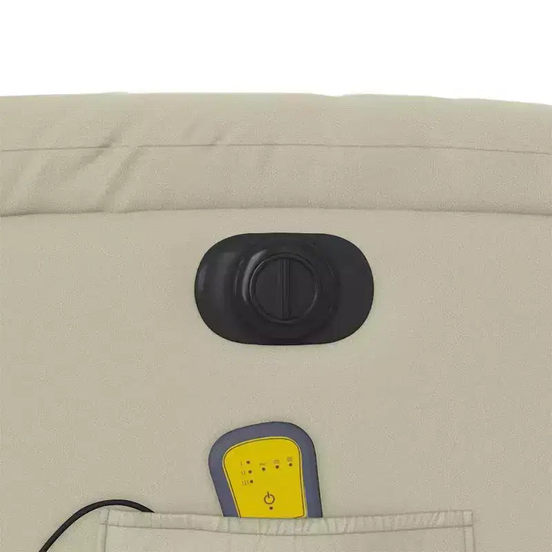 vidaXL Poltrona Reclinabile Massaggiante Elettrica - Crema in Similpelle con Reclinazione Motorizzata, Massaggio Vibrante, Tasca Laterale per Soggiorno