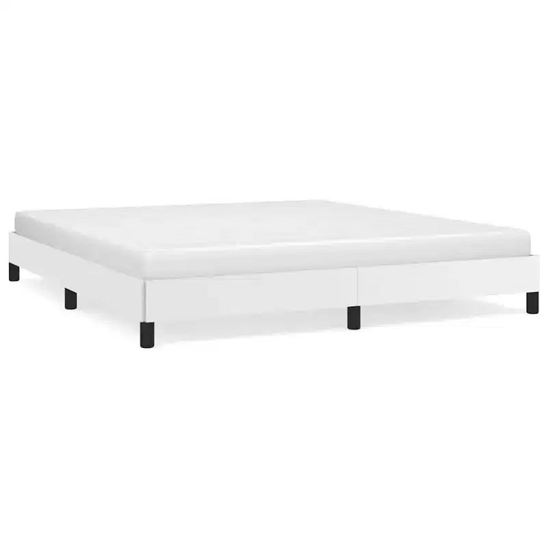 vidaXL California King Bed Frame, Faux Leather Upholstered Platform Bed Frame, White, No Mattress