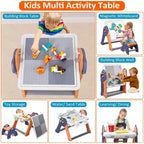Set Tavolo e Sedie per Bambini 8 in 1, Tavolo Pieghevole per Attività per Bambini, Tavolo per Attività per Bambini, Tavolo da Costruzioni, Tavolo ad Acqua, Tavolo della Sabbia, Tavolo Sensoriale