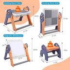 Set Tavolo e Sedie per Bambini 8 in 1, Tavolo Pieghevole per Attività per Bambini, Tavolo per Attività per Bambini, Tavolo da Costruzioni, Tavolo ad Acqua, Tavolo della Sabbia, Tavolo Sensoriale