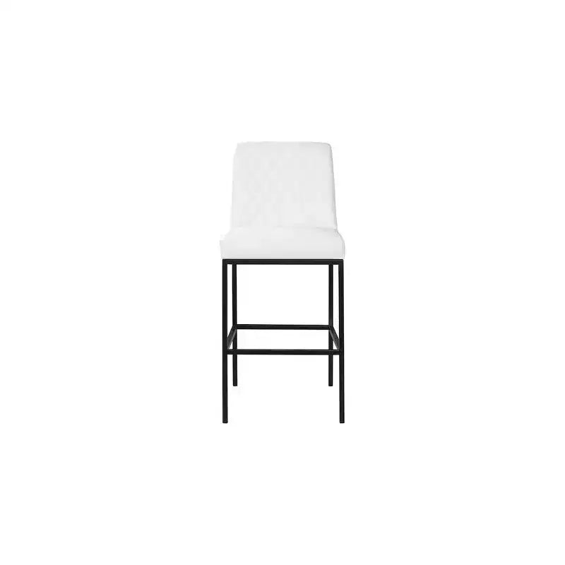 Meridian Furniture, Sgabello Bryce in Pelle Vegana Bianca, Set da 2