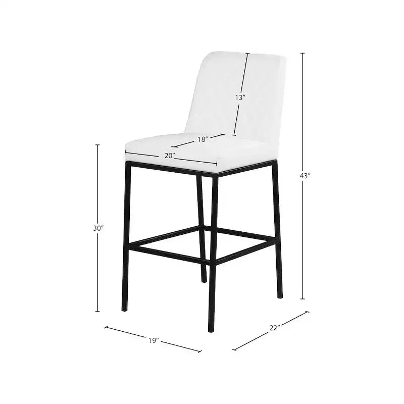 Meridian Furniture, Sgabello Bryce in Pelle Vegana Bianca, Set da 2