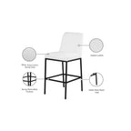 Meridian Furniture, Sgabello Bryce in Pelle Vegana Bianca, Set da 2