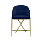 Meridian Furniture, Sgabello da bancone Xavier in velluto blu navy