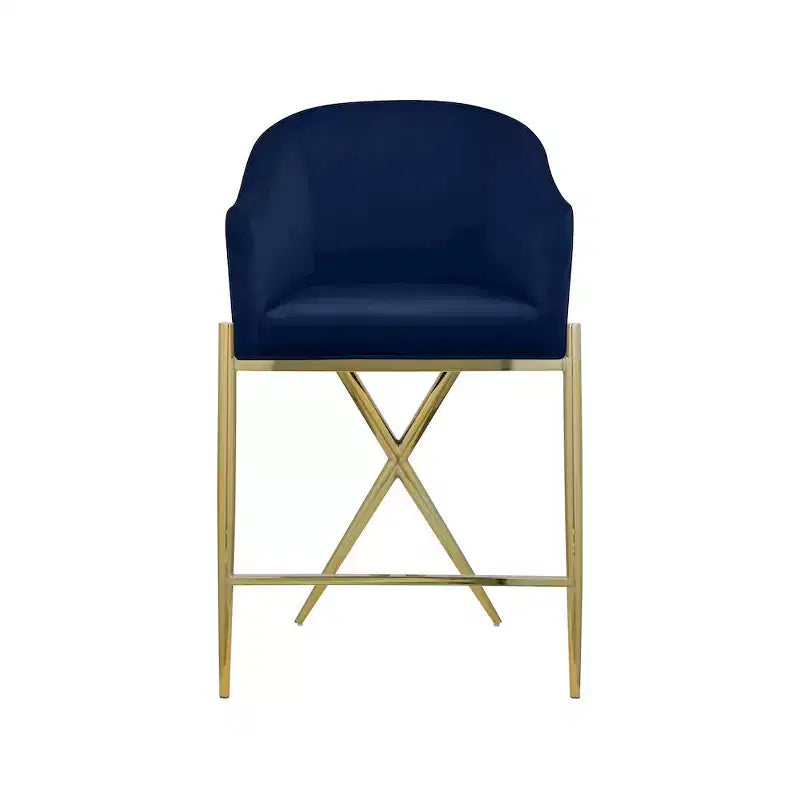 Meridian Furniture, Sgabello da bancone Xavier in velluto blu navy