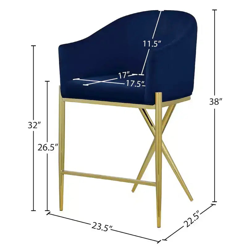 Meridian Furniture, Sgabello da bancone Xavier in velluto blu navy