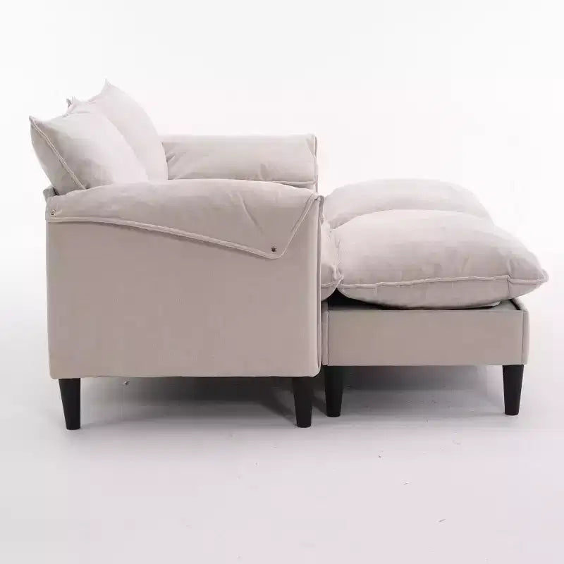 Divano 2 posti Zeus & Ruta moderno imbottito con pouf contenitore, per soggiorno, camera da letto, ufficio o piccoli spazi