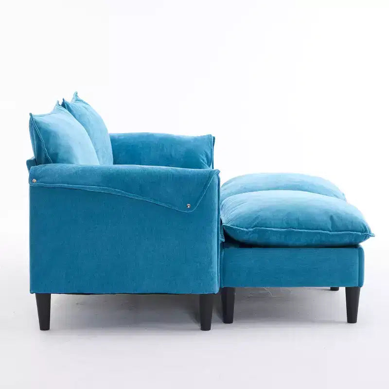 Divano 2 posti Zeus & Ruta moderno imbottito con pouf contenitore, per soggiorno, camera da letto, ufficio o piccoli spazi