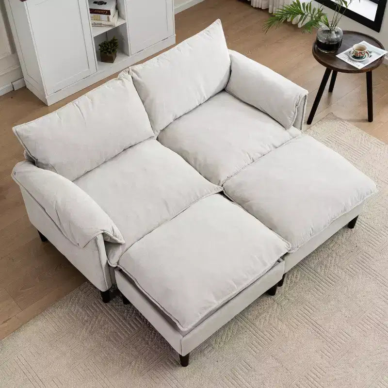 Divano 2 posti Zeus & Ruta moderno imbottito con pouf contenitore, per soggiorno, camera da letto, ufficio o piccoli spazi