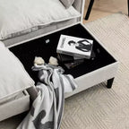 Divano 2 posti Zeus & Ruta moderno imbottito con pouf contenitore, per soggiorno, camera da letto, ufficio o piccoli spazi