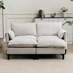 Zeus & Ruta Modern Upholstered 2-Seater Sofa with Storage Ottomans, for Living Room, Bedroom, Office or Small Spaces