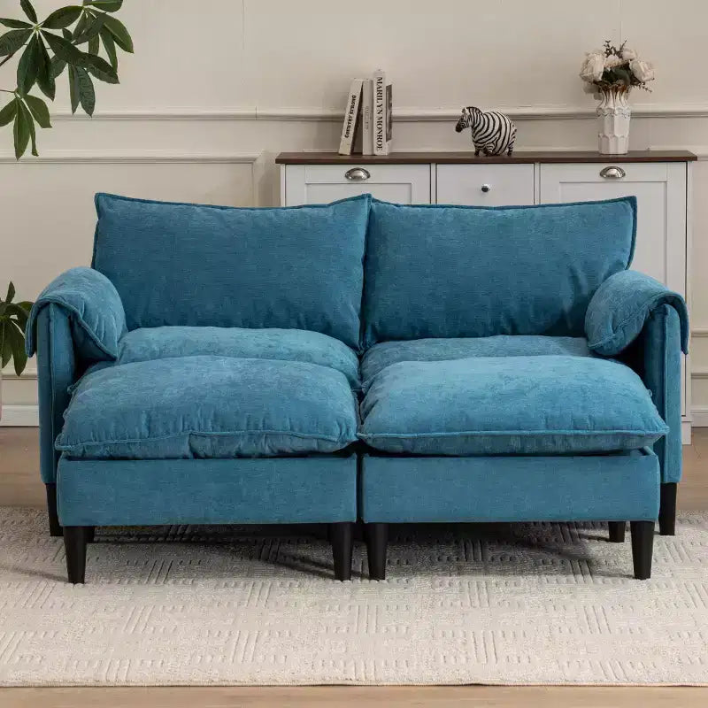 Divano 2 posti Zeus & Ruta moderno imbottito con pouf contenitore, per soggiorno, camera da letto, ufficio o piccoli spazi
