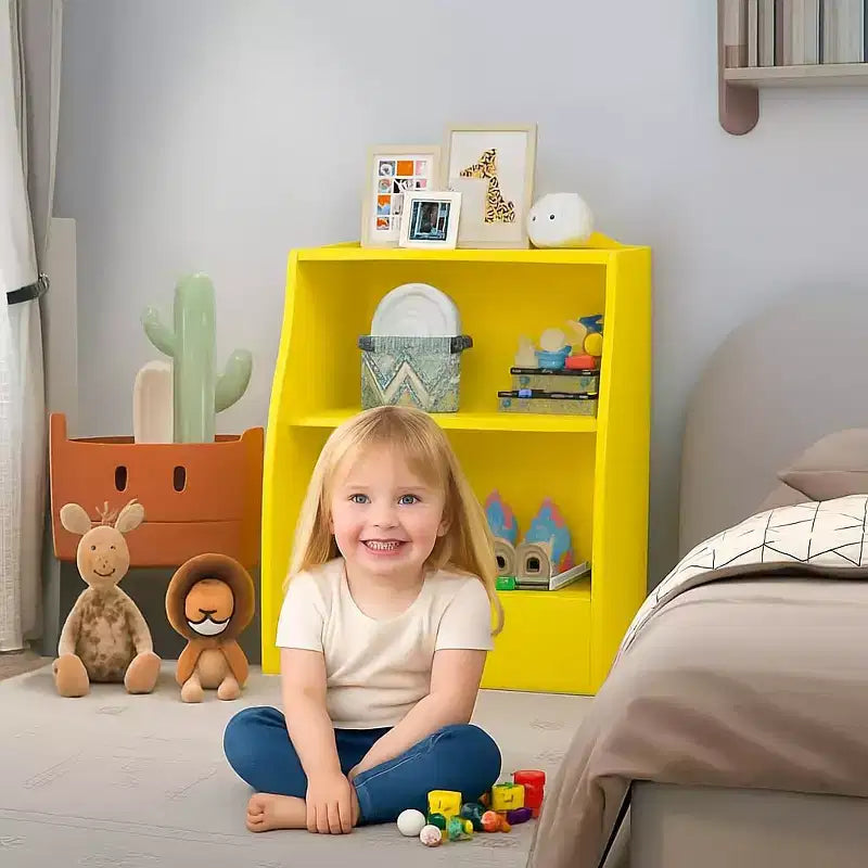 Scaffale per bambini, organizer portaoggetti per libri, libreria a 2 livelli con scomparti aperti per camera da letto, soggiorno, sala giochi