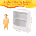 Scaffale per bambini, organizer portaoggetti per libri, libreria a 2 livelli con scomparti aperti per camera da letto, soggiorno, sala giochi