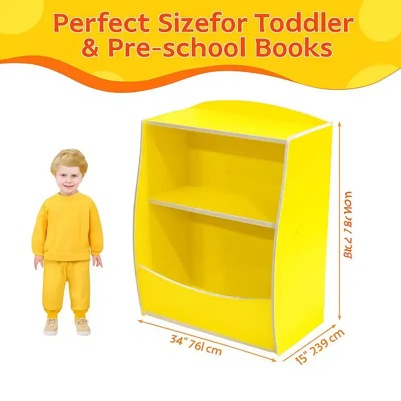Scaffale per bambini, organizer portaoggetti per libri, libreria a 2 livelli con scomparti aperti per camera da letto, soggiorno, sala giochi