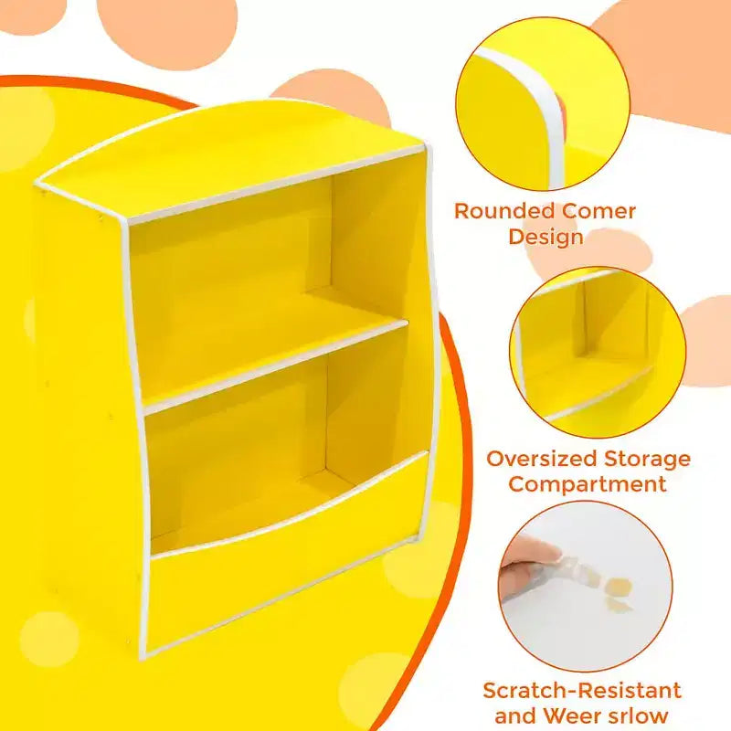 Scaffale per bambini, organizer portaoggetti per libri, libreria a 2 livelli con scomparti aperti per camera da letto, soggiorno, sala giochi