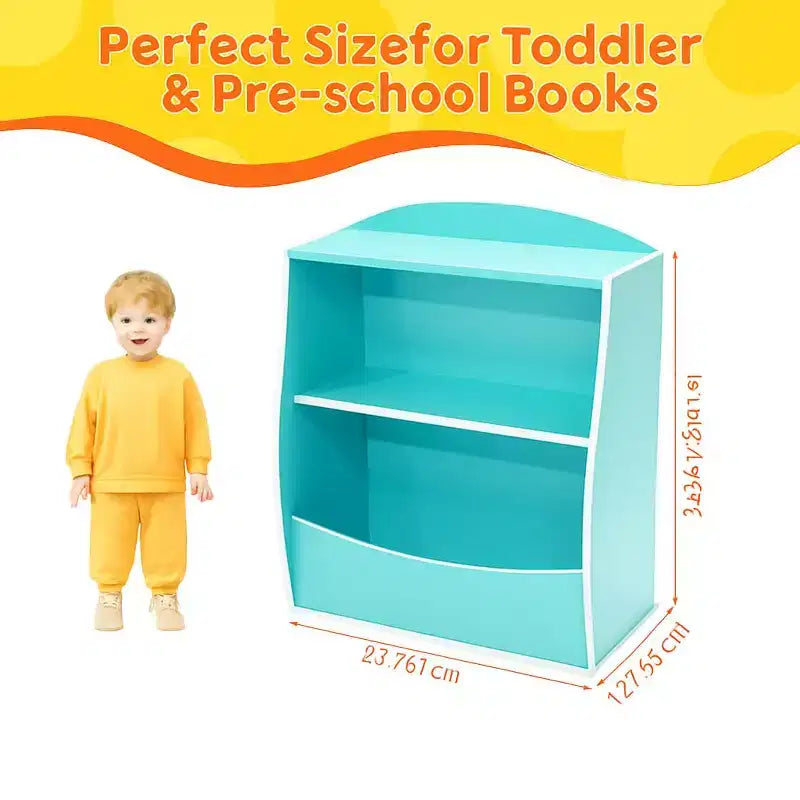 Scaffale per bambini, organizer portaoggetti per libri, libreria a 2 livelli con scomparti aperti per camera da letto, soggiorno, sala giochi