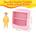 Scaffale per bambini, organizer portaoggetti per libri, libreria a 2 livelli con scomparti aperti per camera da letto, soggiorno, sala giochi
