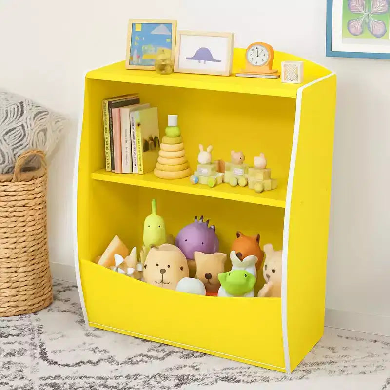 Scaffale per bambini, organizer portaoggetti per libri, libreria a 2 livelli con scomparti aperti per camera da letto, soggiorno, sala giochi