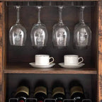 Mobile Bar per Vini con Luce LED e Portabottiglie Rimovibile, Mobile Bar con Anta a Rete, Mobile Bar per Liquori con Porta Bicchieri, Mobile Bar per Caffè e Liquori