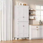 TROPOW Mobile Contenitore Alto 180 cm con Ante in Vetro, Dispensa da Cucina, Mobiletto da Bagno a 5 Ripiani con Scaffali Regolabili per Cucina, Sala da Pranzo, Bagno