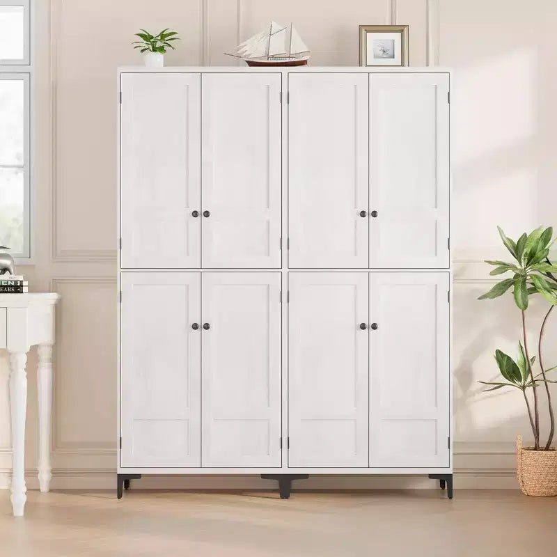 TROPOW Mobile Contenitore Alto 180 cm con Ante in Vetro, Dispensa da Cucina, Mobiletto da Bagno a 5 Ripiani con Scaffali Regolabili per Cucina, Sala da Pranzo, Bagno