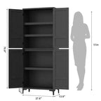 TROPOW Mobile Contenitore Alto 180 cm con Ante in Vetro, Dispensa da Cucina, Mobiletto da Bagno a 5 Ripiani con Scaffali Regolabili per Cucina, Sala da Pranzo, Bagno