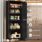 TROPOW Mobile Contenitore Alto 180 cm con Ante in Vetro, Dispensa da Cucina, Mobiletto da Bagno a 5 Ripiani con Scaffali Regolabili per Cucina, Sala da Pranzo, Bagno