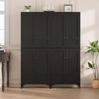TROPOW Mobile Contenitore Alto 180 cm con Ante in Vetro, Dispensa da Cucina, Mobiletto da Bagno a 5 Ripiani con Scaffali Regolabili per Cucina, Sala da Pranzo, Bagno