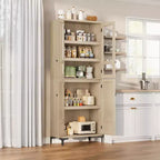 TROPOW Mobile Contenitore Alto 180 cm con Ante in Vetro, Dispensa da Cucina, Mobiletto da Bagno a 5 Ripiani con Scaffali Regolabili per Cucina, Sala da Pranzo, Bagno
