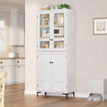 TROPOW 71 Inch Tall Storage Cabinet with Glass Doors, Kitchen Pantry 5 Tier Bathroom Cabinet Adjustable Shelves for Kitchen, Dining Room, Bathroom