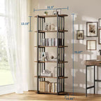 Libreria Industriale GustoWave a 6 Ripiani, Libreria Alta e Stretta di 180 cm con Struttura in Ferro, Scaffale Compatto Aperto, per Appartamenti