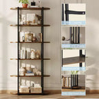 Libreria Industriale GustoWave a 6 Ripiani, Libreria Alta e Stretta di 180 cm con Struttura in Ferro, Scaffale Compatto Aperto, per Appartamenti