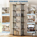Libreria Industriale GustoWave a 6 Ripiani, Libreria Alta e Stretta di 180 cm con Struttura in Ferro, Scaffale Compatto Aperto, per Appartamenti